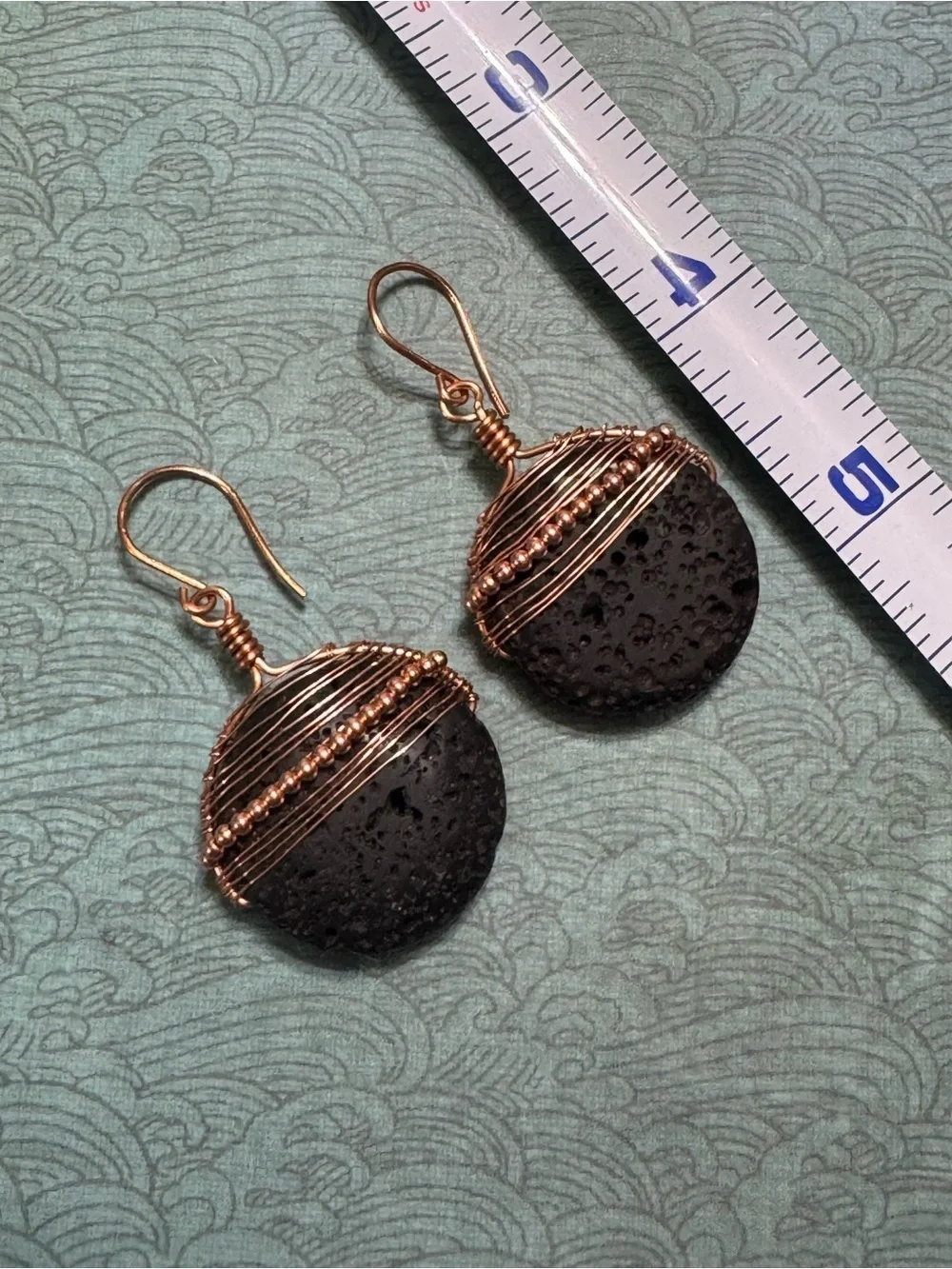 LAVA (SIMULATED) AND COPPER EARRINGS